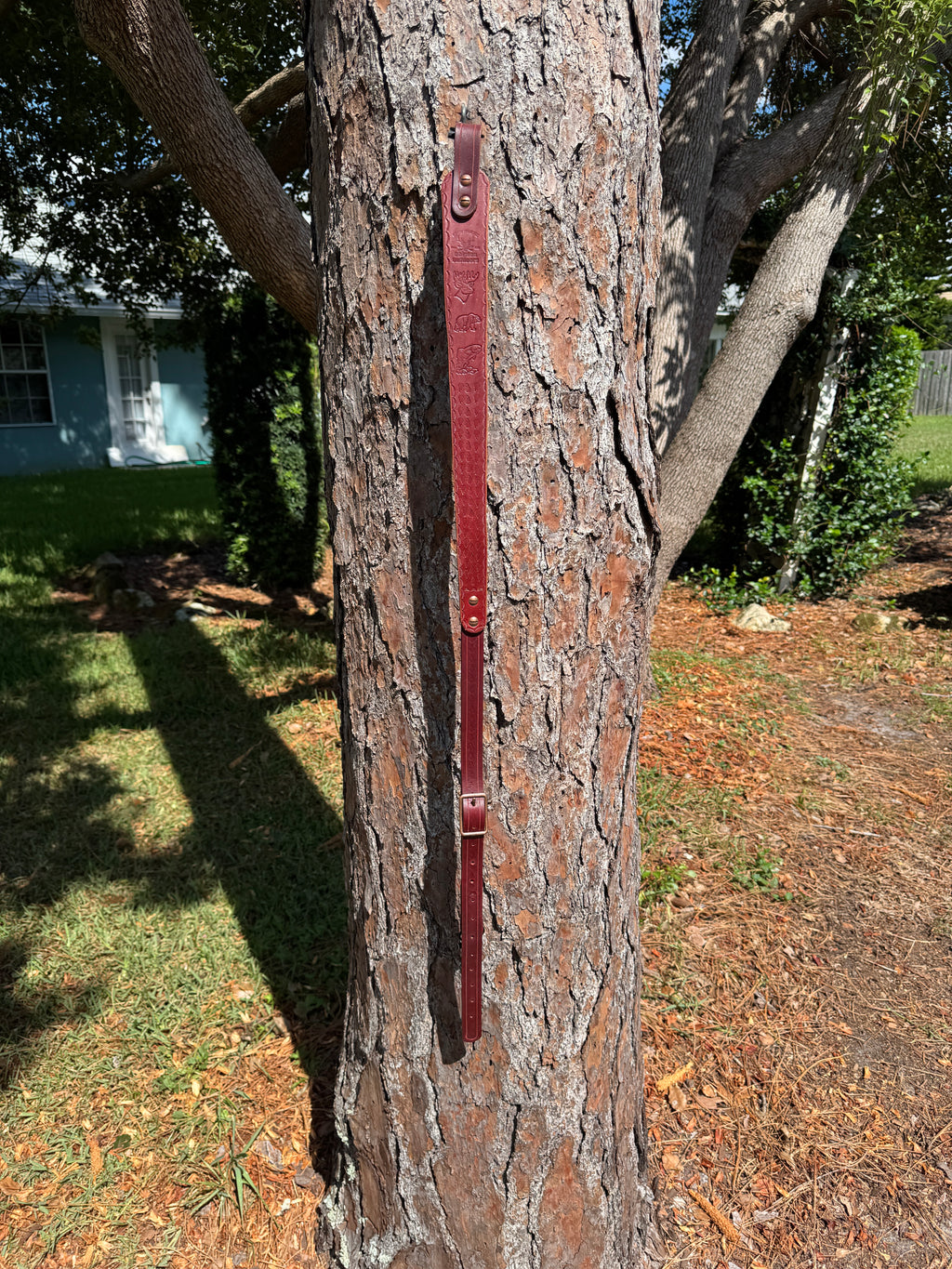 Hand crafted leather rifle sling - Burgandy